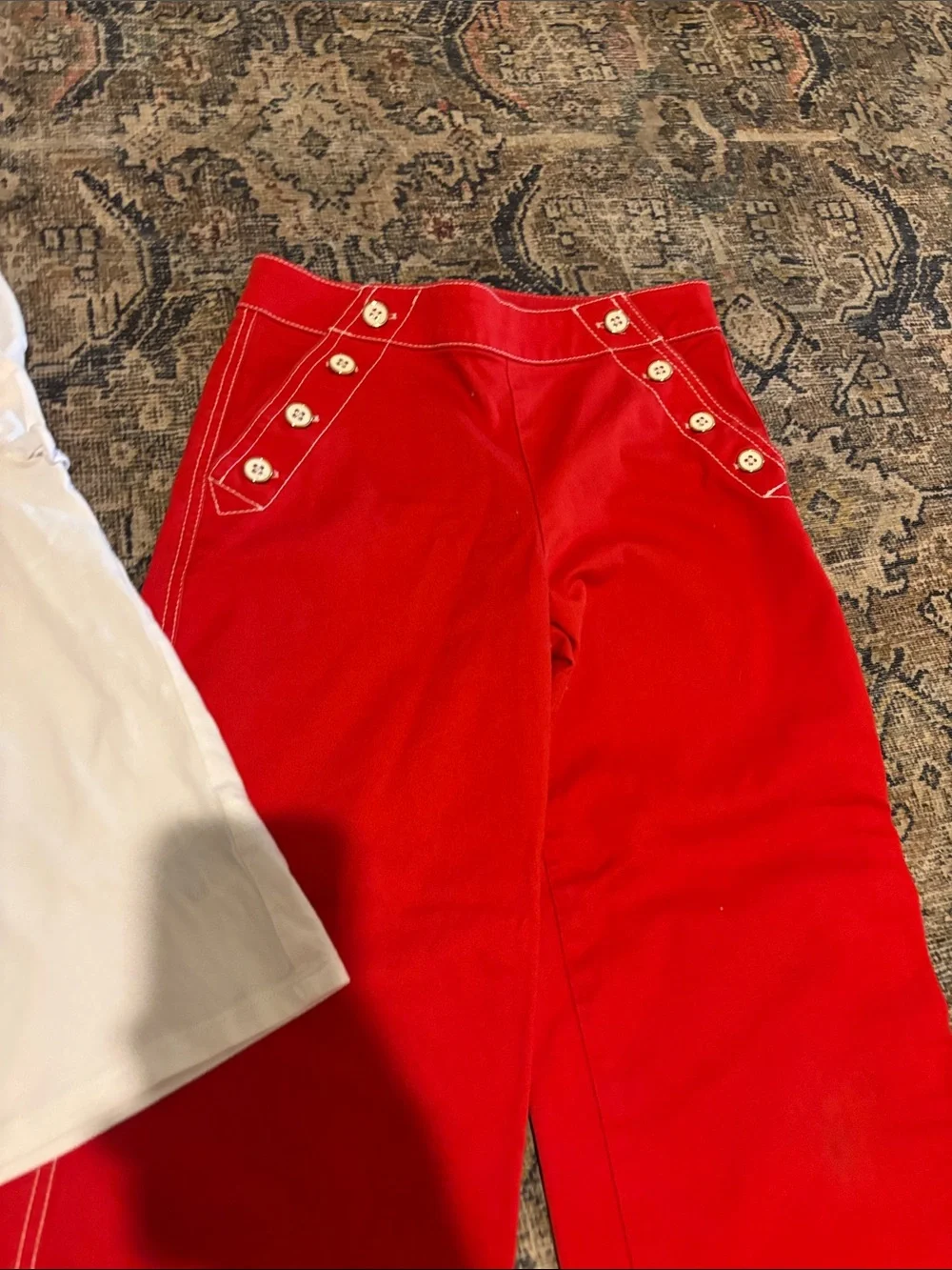 Janie and Jack White Ruffle Sleeve Tee with Red Sailor Pants